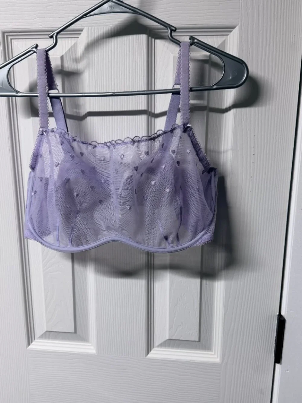 PINK Victoria's Secret Lavender Heart Mesh Scoop Bralette XXL